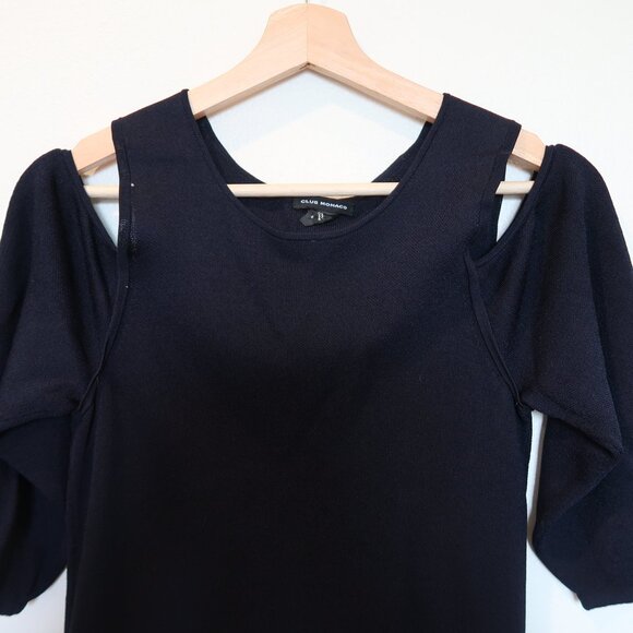 Club Monaco Navy Cold Shoulder Long Sleeve Shirt - Picture 1 of 8